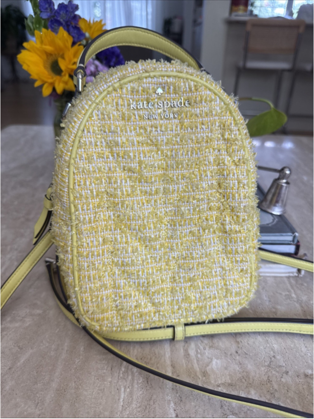Kate Spade Yellow Quilted Mini Convertible Backpack Tote